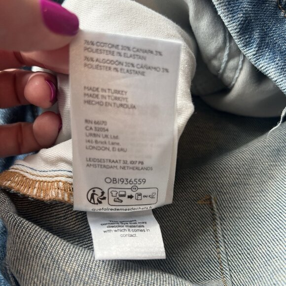 Pilcro Anthropologie Blue Jeans Size 29 Crop Leni Curved Barrel Tapered Stretch - Picture 16 of 16